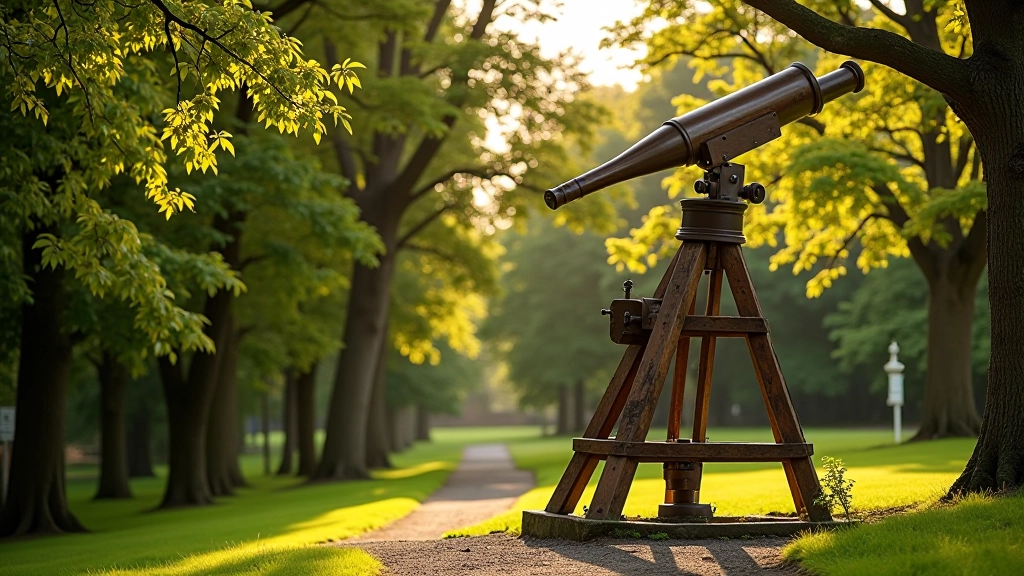 Historic telescope structure in parkland setting